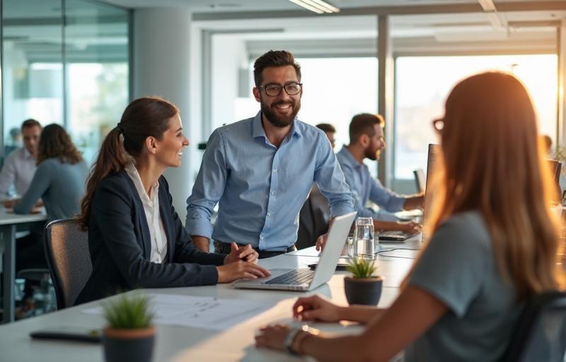 shopsquarecase team collaborating in modern office