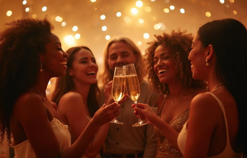 Happy event guests celebrating together